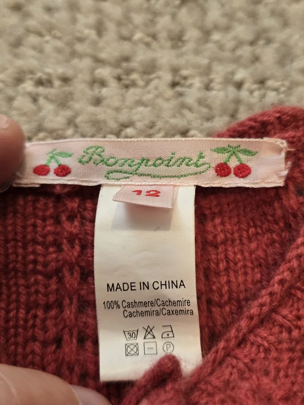 Bonpoint Cashmere Knit Baby Cardigan